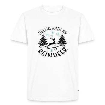 Chillin avec mes rennes - T-shirt Premium bio Homme - blanc - Devant - Nico (187cm)