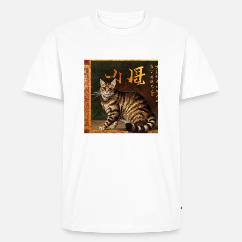 Katze Barock - Männer Premium Bio T-Shirt - Weiß