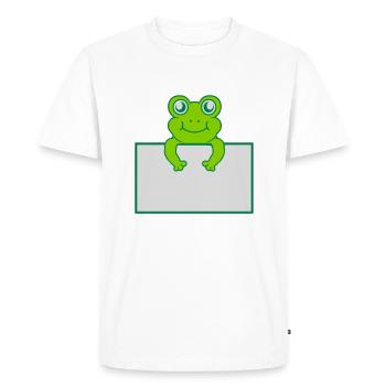 Text present frog shield - Men's Premium Organic T-Shirt - white - Front - Nico (187cm)