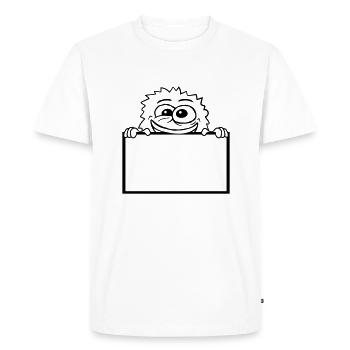 Comic monster behind the wall - Men's Premium Organic T-Shirt - white - Front - Nico (187cm)
