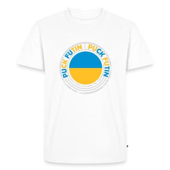 puck futin logo design - Men's Premium Organic T-Shirt - white - Front - Nico (187cm)