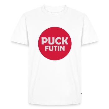 puck futin logo design - Men's Premium Organic T-Shirt - white - Front - Nico (187cm)