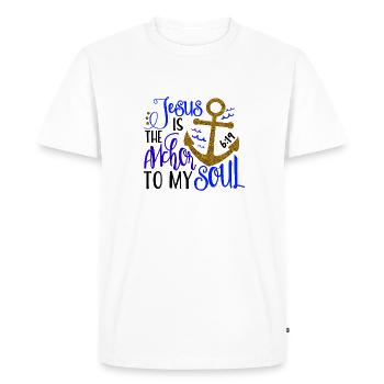 Jésus est l’ancre - Blue Design - T-shirt Premium bio Homme - blanc - Devant - Nico (187cm)