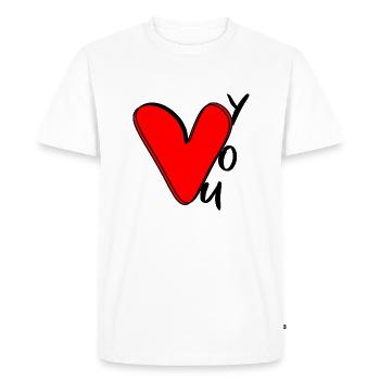 cœur rouge amour couple cadeau saint valentin - T-shirt Premium bio Homme - blanc - Devant - Nico (187cm)