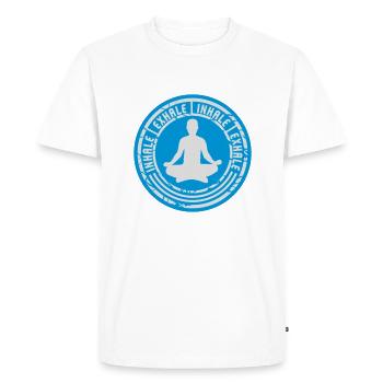Inspirez expirez Yoga citation - T-shirt Premium bio Homme - blanc - Devant - Nico (187cm)
