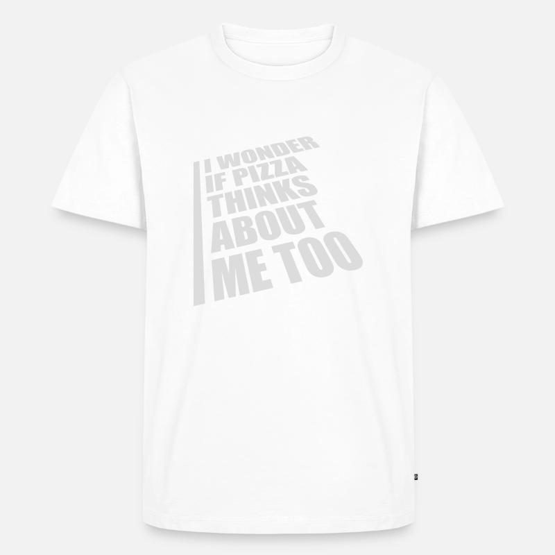 pizza thinks about me - Männer Premium Bio T-Shirt - Weiß