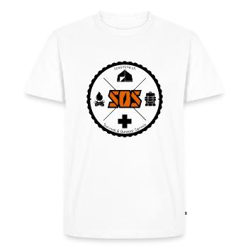 Logo SOS orange sans arrière-plan - T-shirt Premium bio Homme - blanc - Devant - Nico (187cm)