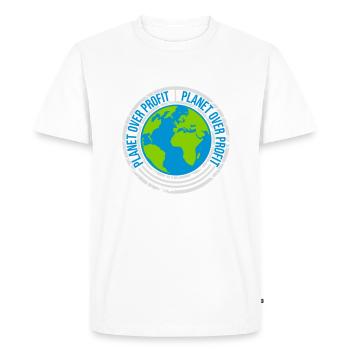 planet over profit quote - Men's Premium Organic T-Shirt - white - Front - Nico (187cm)