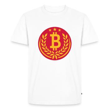 Couronne de laurier Armoiries Bitcoin Star - T-shirt Premium bio Homme - blanc - Devant - Nico (187cm)