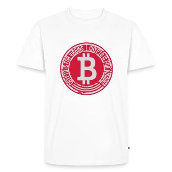 crypto is for virgins - Men's Premium Organic T-Shirt - white - Front - Nico (187cm)
