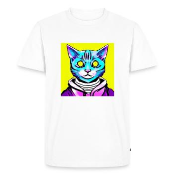 Illustration of a portrait of a cat, vector - Men's Premium Organic T-Shirt - white - Front - Nico (187cm)