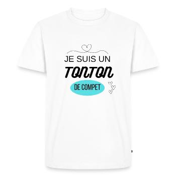 je suis un tonton de compet - T-shirt Premium bio Homme - blanc - Devant - Nico (187cm)
