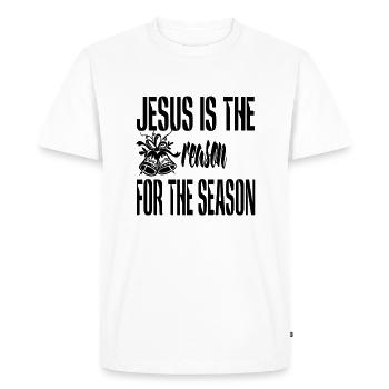 Jésus est la raison de la saison - T-shirt Premium bio Homme - blanc - Devant - Nico (187cm)
