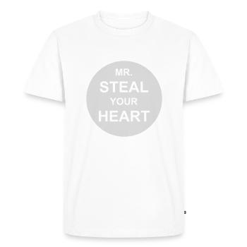 Monsieur vole votre cœur - T-shirt Premium bio Homme - blanc - Devant - Nico (187cm)