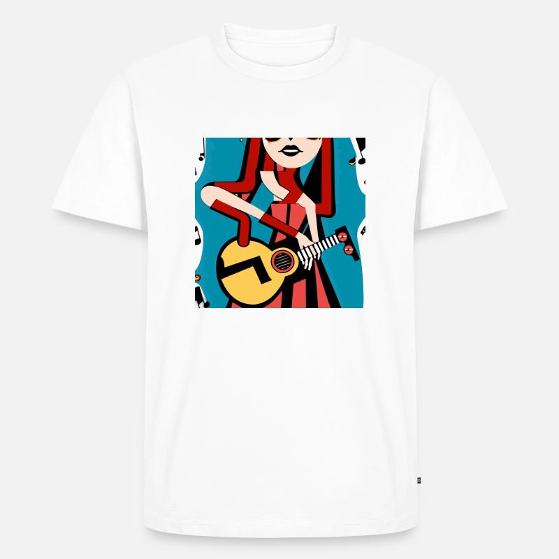 Musik Mädchen - Männer Premium Bio T-Shirt - Weiß