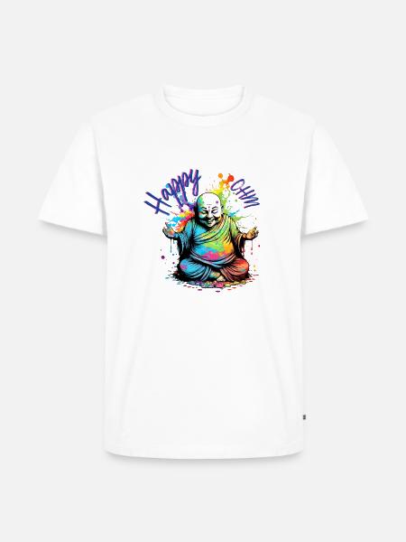 Happy Buddha OHM - Männer Premium Bio T-Shirt - Weiß