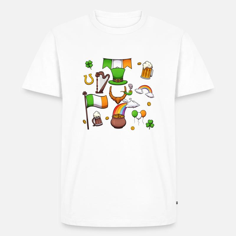 St. Patrick's Day Elemente - Männer Premium Bio T-Shirt - Weiß