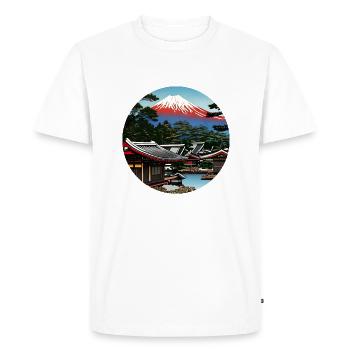 Le mont Fuji dans l’art numérique - T-shirt Premium bio Homme - blanc - Devant - Nico (187cm)