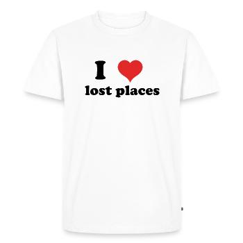 i love Lost Places - Men's Premium Organic T-Shirt - white - Front - Nico (187cm)