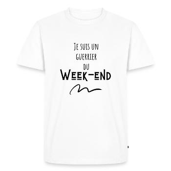 Je suis un guerrier du week-end - T-shirt Premium bio Homme - blanc - Devant - Nico (187cm)