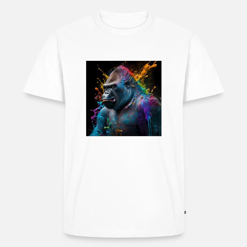 Farbiger Gorilla, einzigartiges Design - Männer Premium Bio T-Shirt - Weiß
