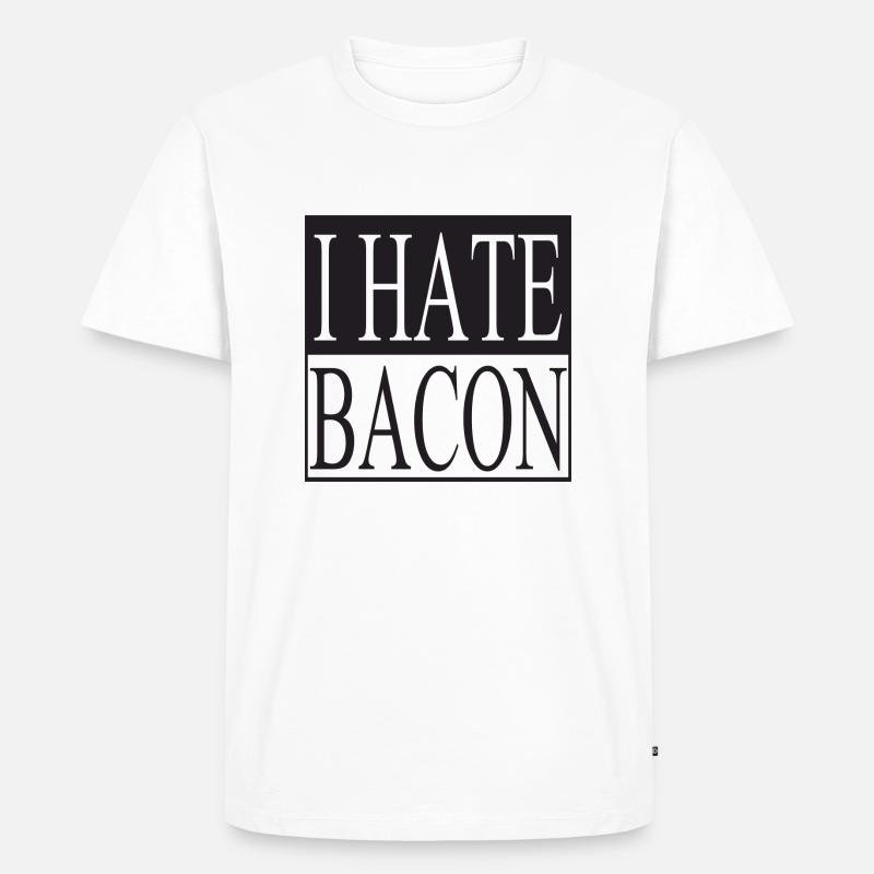 I hate Bacon - Männer Premium Bio T-Shirt - Weiß