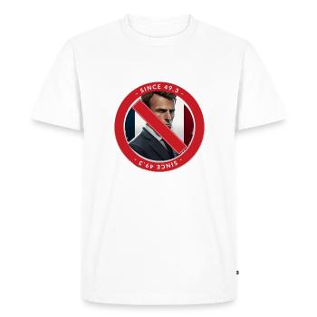 Emmanuel macron non au 49.3 reforme retraite - T-shirt Premium bio Homme - blanc - Devant - Nico (187cm)