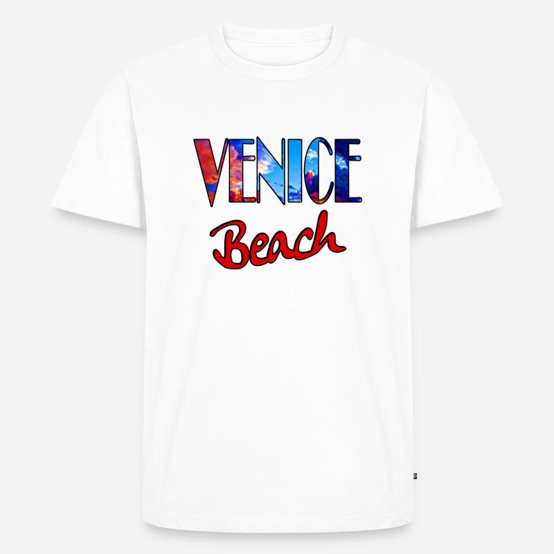 Sunset Beach Vibes - Männer Premium Bio T-Shirt - Weiß