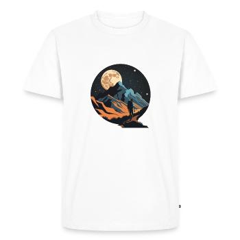 Randonnée au clair de lune Motif extérieur - T-shirt Premium bio Homme - blanc - Devant - Nico (187cm)