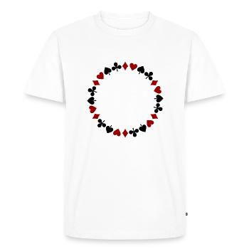 Couronne Cartes à Jouer Skat Dame Mau-Mau Rami - T-shirt Premium bio Homme - blanc - Devant - Nico (187cm)