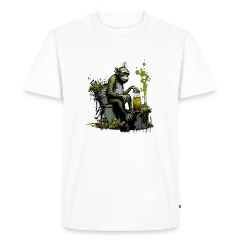 Chimpanzees in front of the brewing kettle, special brow - Men's Premium Organic T-Shirt - white - Front - Nico (187cm)