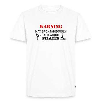 Warning Spontaneously Start Talking About pilates - T-shirt Premium bio Homme - blanc - Devant - Nico (187cm)
