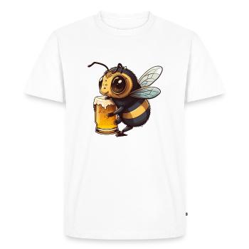 Cute cool bee drinks a glass of beer - Men's Premium Organic T-Shirt - white - Front - Nico (187cm)