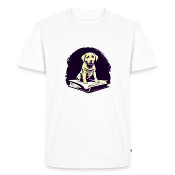 Dogs Books Labrador Book Dog Read Dog Owners - Men's Premium Organic T-Shirt - white - Front - Nico (187cm)