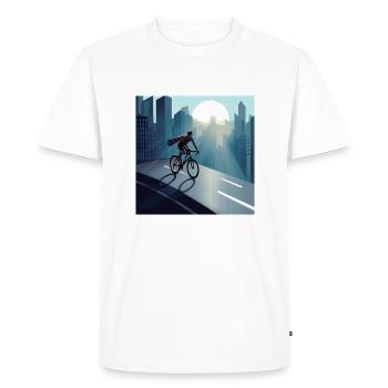 Héros du vélo de route avec des promenades en cape sur son vélo - T-shirt Premium bio Homme - blanc - Devant - Nico (187cm)