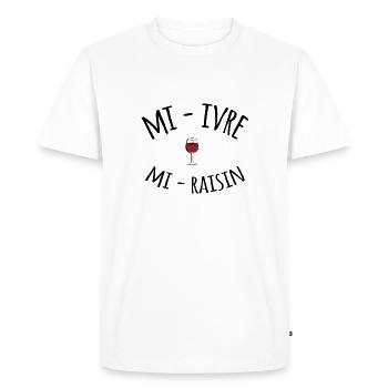 mi ivre mi raisin - T-shirt Premium bio Homme - blanc - Devant - Nico (187cm)