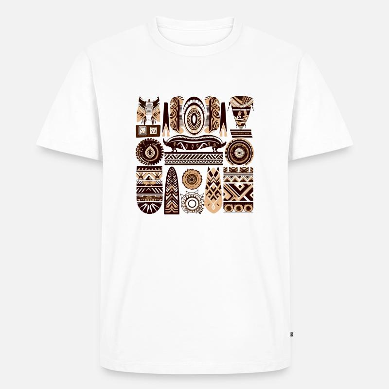Afrikanische Folklore - Männer Premium Bio T-Shirt - Weiß