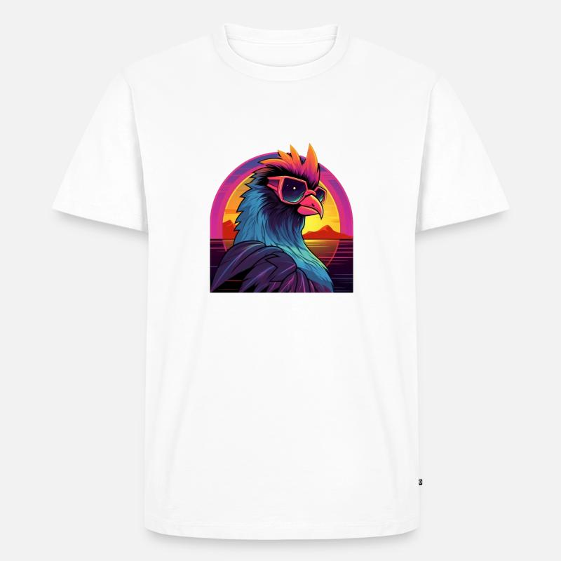 Synthwave Hahn - Männer Premium Bio T-Shirt - Weiß