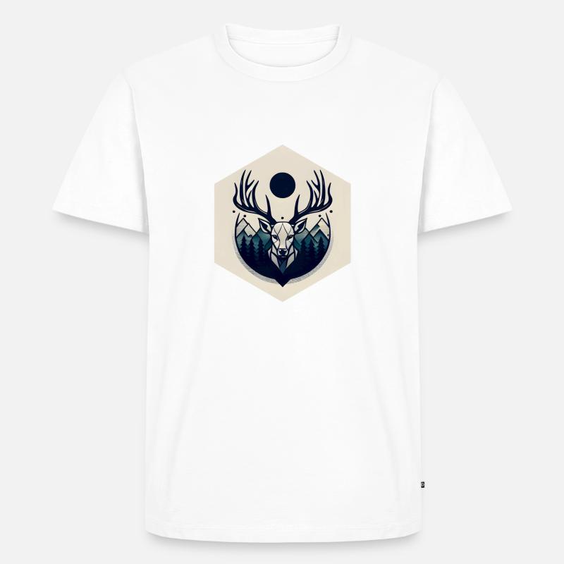 Hirsch mit Geweih - Männer Premium Bio T-Shirt - Weiß