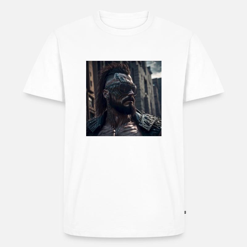 Future Cyberpunkt Warrior - Männer Premium Bio T-Shirt - Weiß
