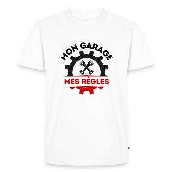 Mon garage mes règles 1 - T-shirt Premium bio Homme - blanc - Devant - Nico (187cm)