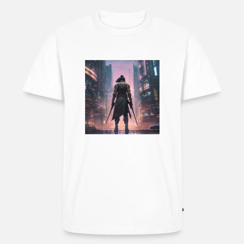 Cyberpunk Samurai - Männer Premium Bio T-Shirt - Weiß