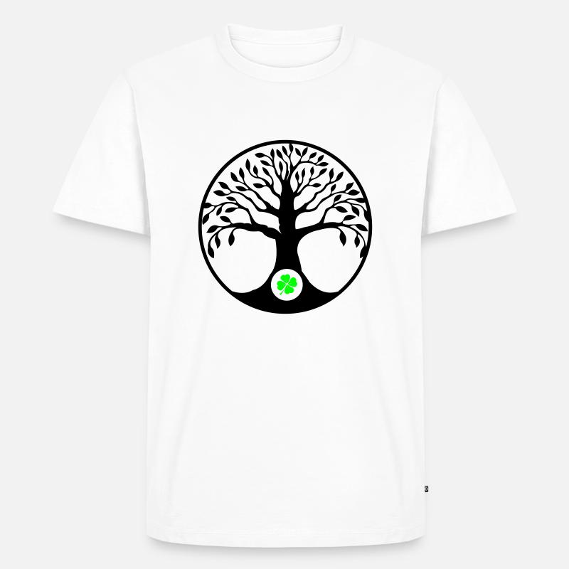 baum des lebens kleeblatt - Männer Premium Bio T-Shirt - Weiß