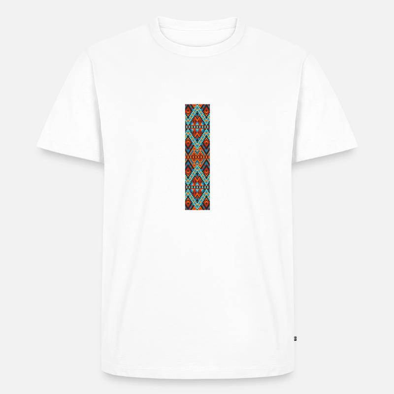 Buchstabe I- Boho-Design, buntes Monogramm - Männer Premium Bio T-Shirt - Weiß