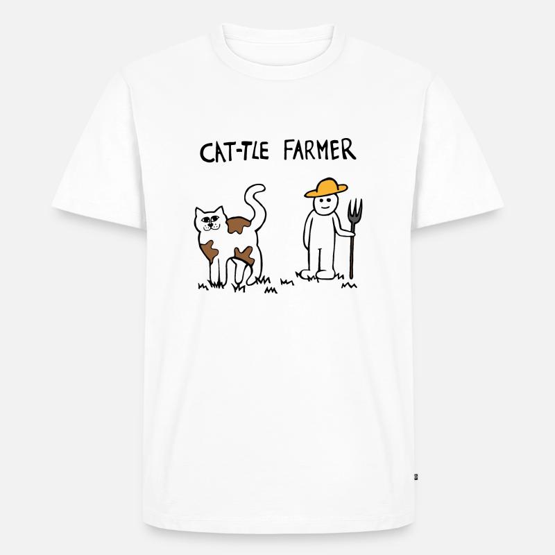Rinder Katze Bauer - Männer Premium Bio T-Shirt - Weiß