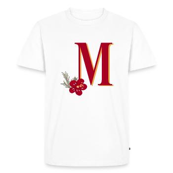 Lettre M avec fleur - T-shirt Premium bio Homme - blanc - Devant - Nico (187cm)