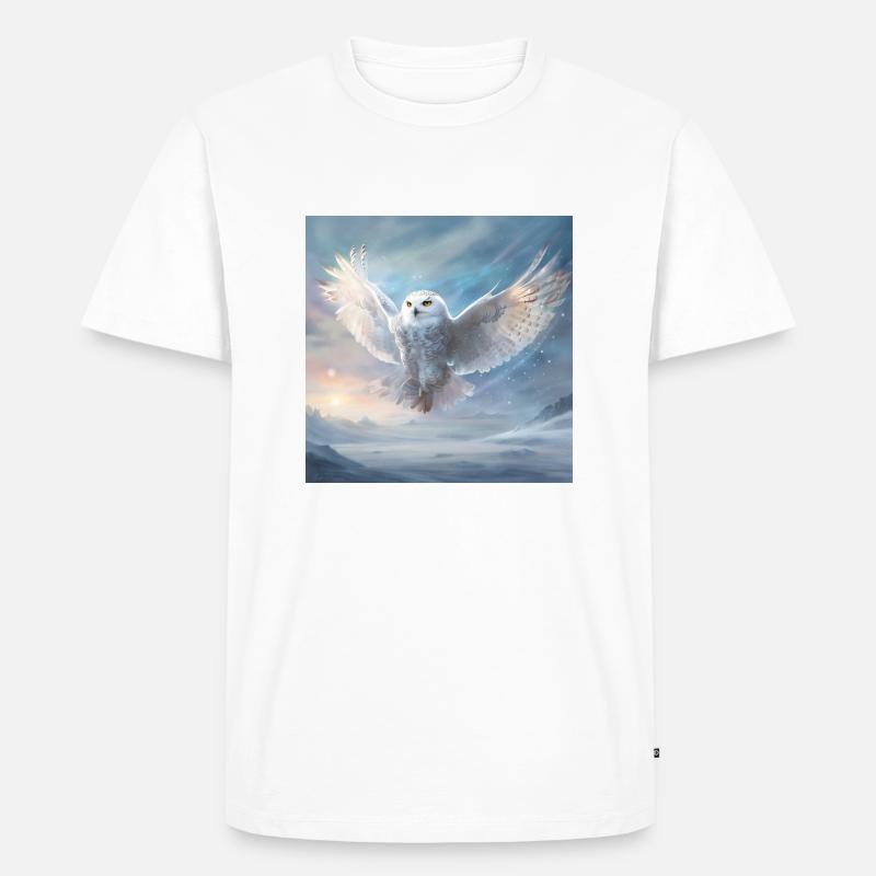 Flug der Schnee-Eule - Männer Premium Bio T-Shirt - Weiß