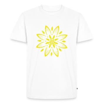 Triskele Sixkele Fleur Jaune brillant pour lever - T-shirt Premium bio Homme - blanc - Devant - Nico (187cm)