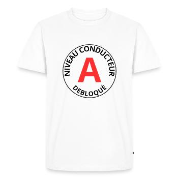 Jeune permis - T-shirt Premium bio Homme - blanc - Devant - Nico (187cm)