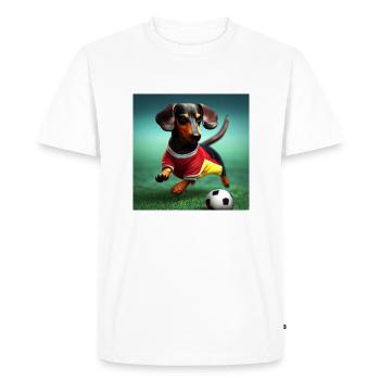 Teckel jouant au football - T-shirt Premium bio Homme - blanc - Devant - Nico (187cm)